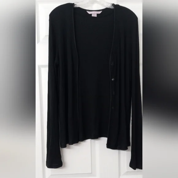 Victoria's Secret Dark Grey Thermal Cardigan Sweater w/ Bell Sleeves-Size: Large - Picture 10 of 10
